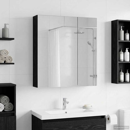Bathroom Mirror Cabinet Black Oak 60 x 14.5 x 70 cm