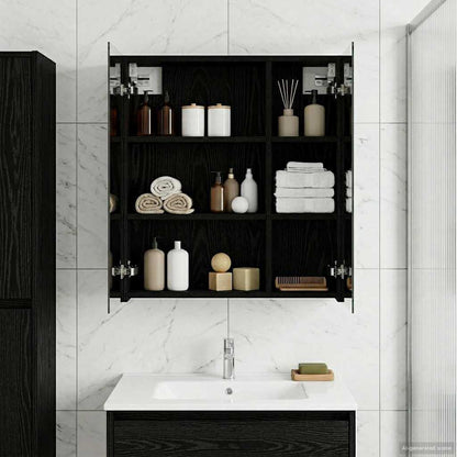 Bathroom Mirror Cabinet Black Oak 60 x 14.5 x 70 cm