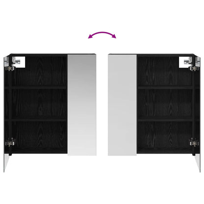 Bathroom Mirror Cabinet Black Oak 60 x 14.5 x 70 cm