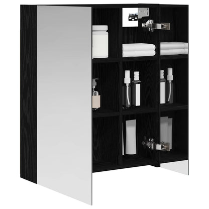 Bathroom Mirror Cabinet Black Oak 60 x 14.5 x 70 cm