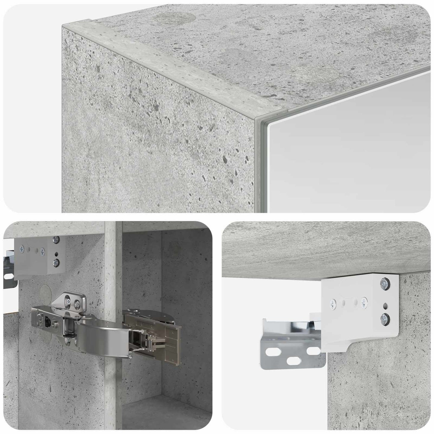 Bathroom Mirror Cabinet Concrete Grey 60 x 14.5 x 70 cm