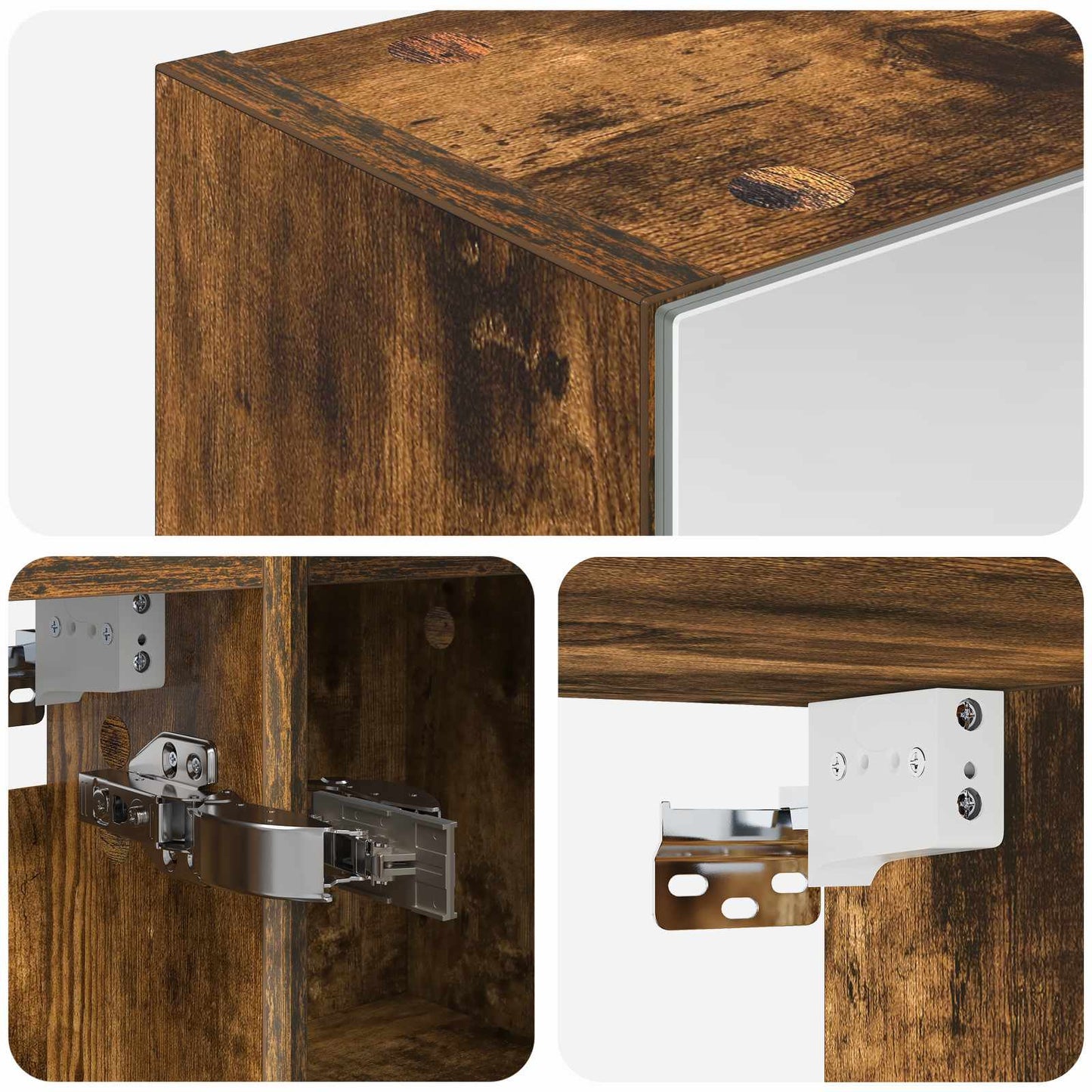 Bathroom Mirror Cabinet Smoked Oak 60 x 14.5 x 70 cm