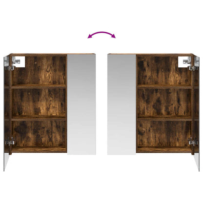 Bathroom Mirror Cabinet Smoked Oak 60 x 14.5 x 70 cm