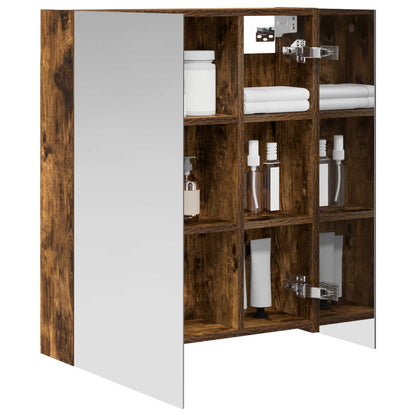 Bathroom Mirror Cabinet Smoked Oak 60 x 14.5 x 70 cm