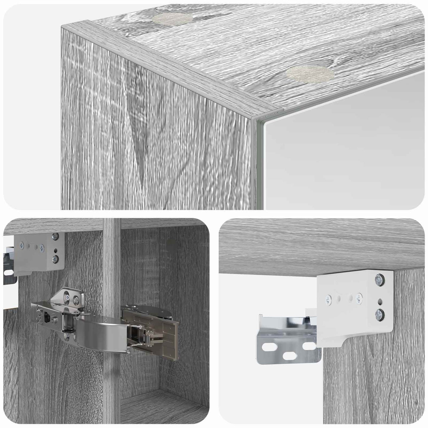Bathroom Mirror Cabinet Grey Sonoma 60 x 14.5 x 70 cm