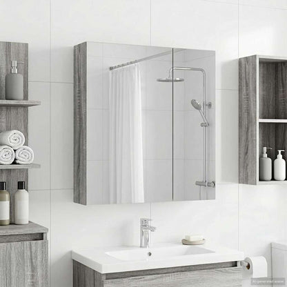 Bathroom Mirror Cabinet Grey Sonoma 60 x 14.5 x 70 cm
