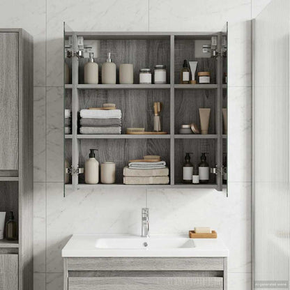 Bathroom Mirror Cabinet Grey Sonoma 60 x 14.5 x 70 cm
