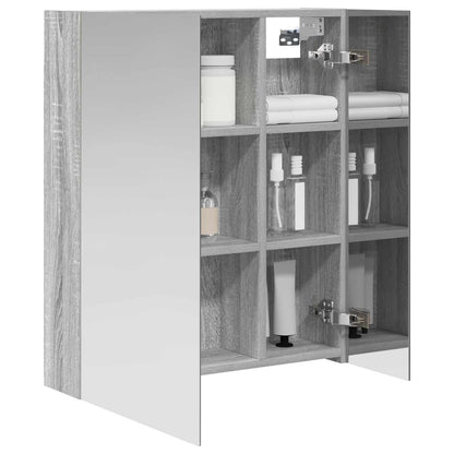 Bathroom Mirror Cabinet Grey Sonoma 60 x 14.5 x 70 cm