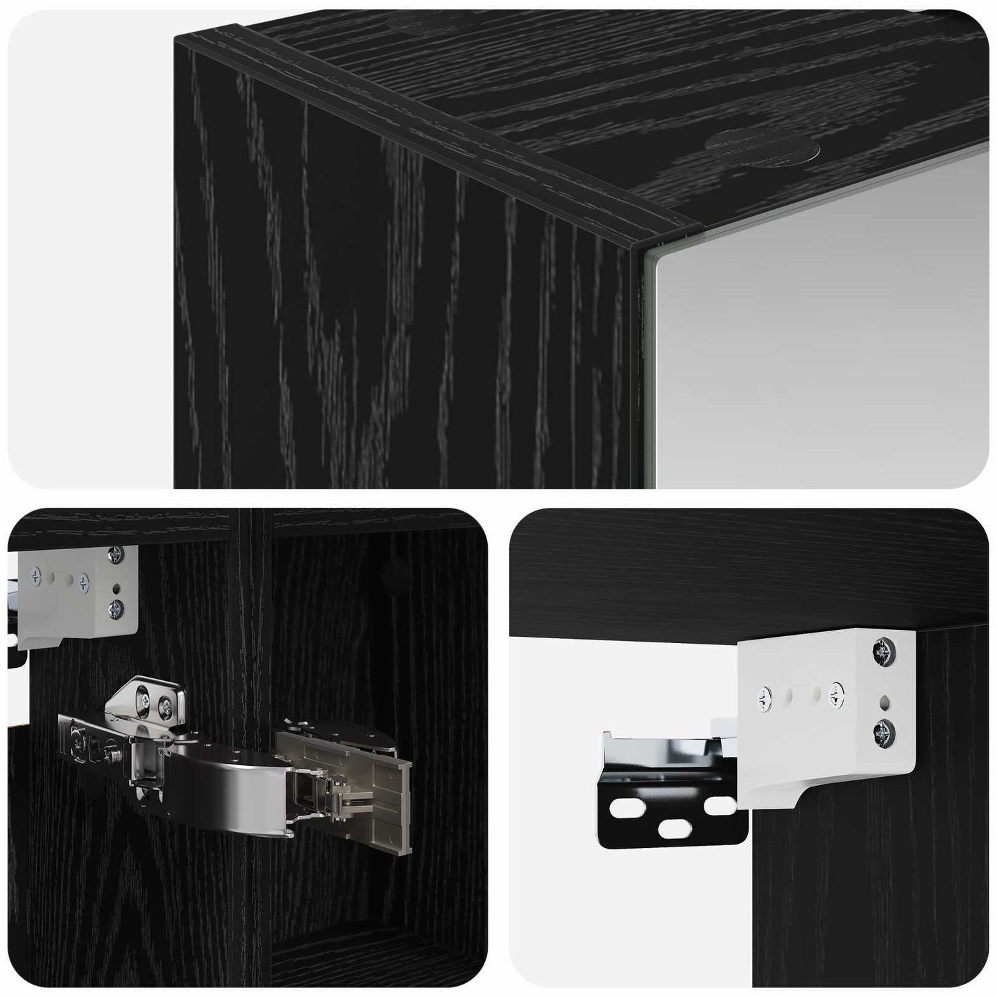 Bathroom Mirror Cabinet Black Oak 60 x 14.5 x 70 cm