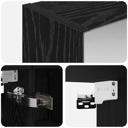 Bathroom Mirror Cabinet Black Oak 60 x 14.5 x 70 cm
