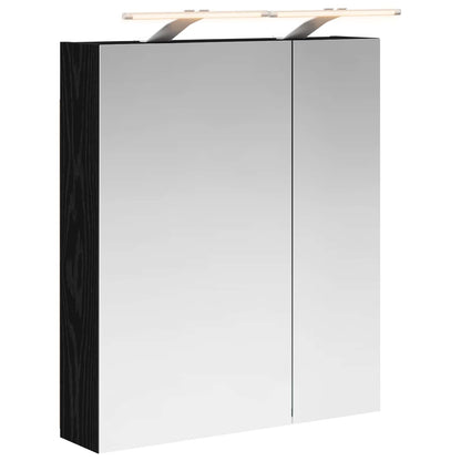 Bathroom Mirror Cabinet Black Oak 60 x 14.5 x 70 cm