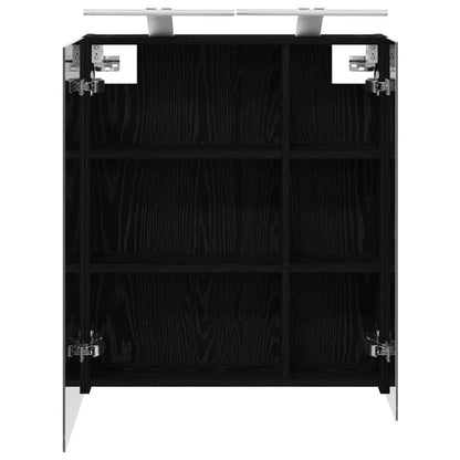 Bathroom Mirror Cabinet Black Oak 60 x 14.5 x 70 cm