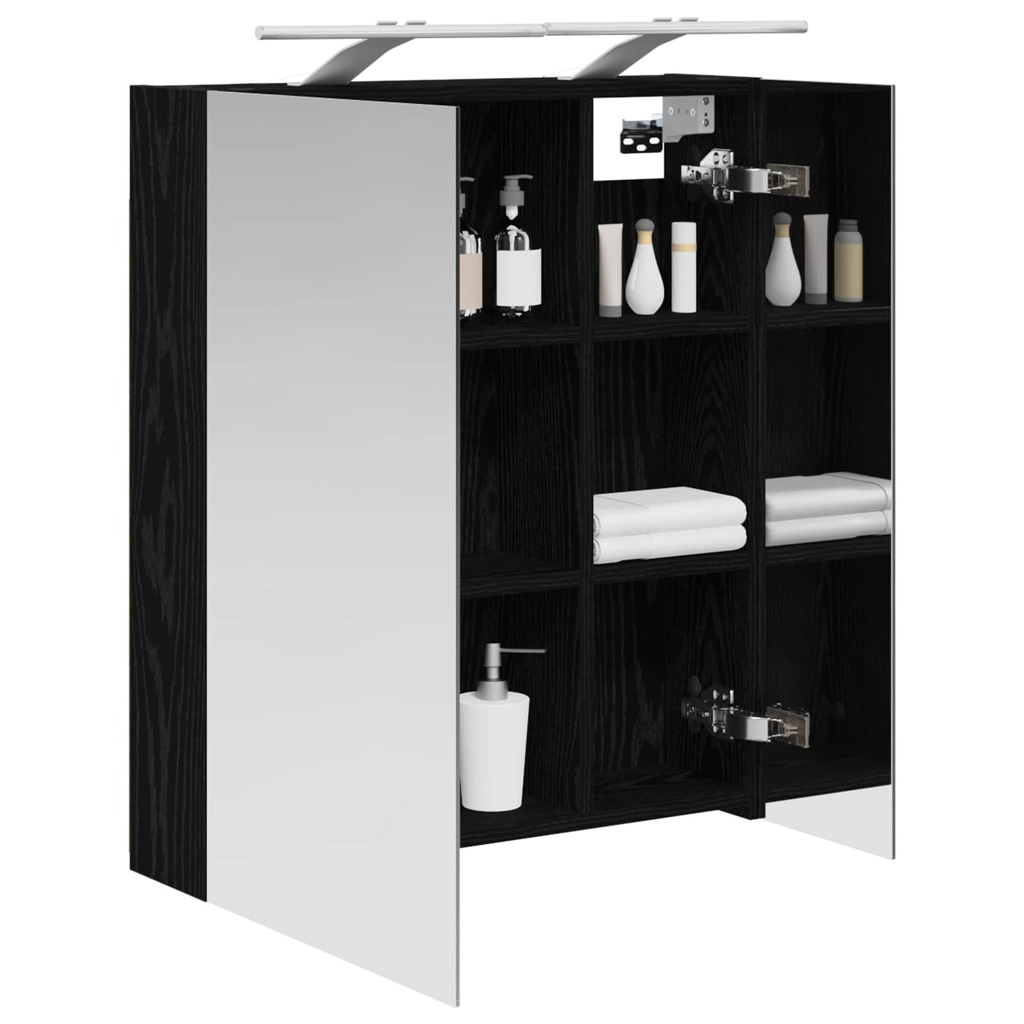 Bathroom Mirror Cabinet Black Oak 60 x 14.5 x 70 cm