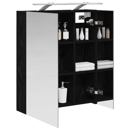 Bathroom Mirror Cabinet Black Oak 60 x 14.5 x 70 cm