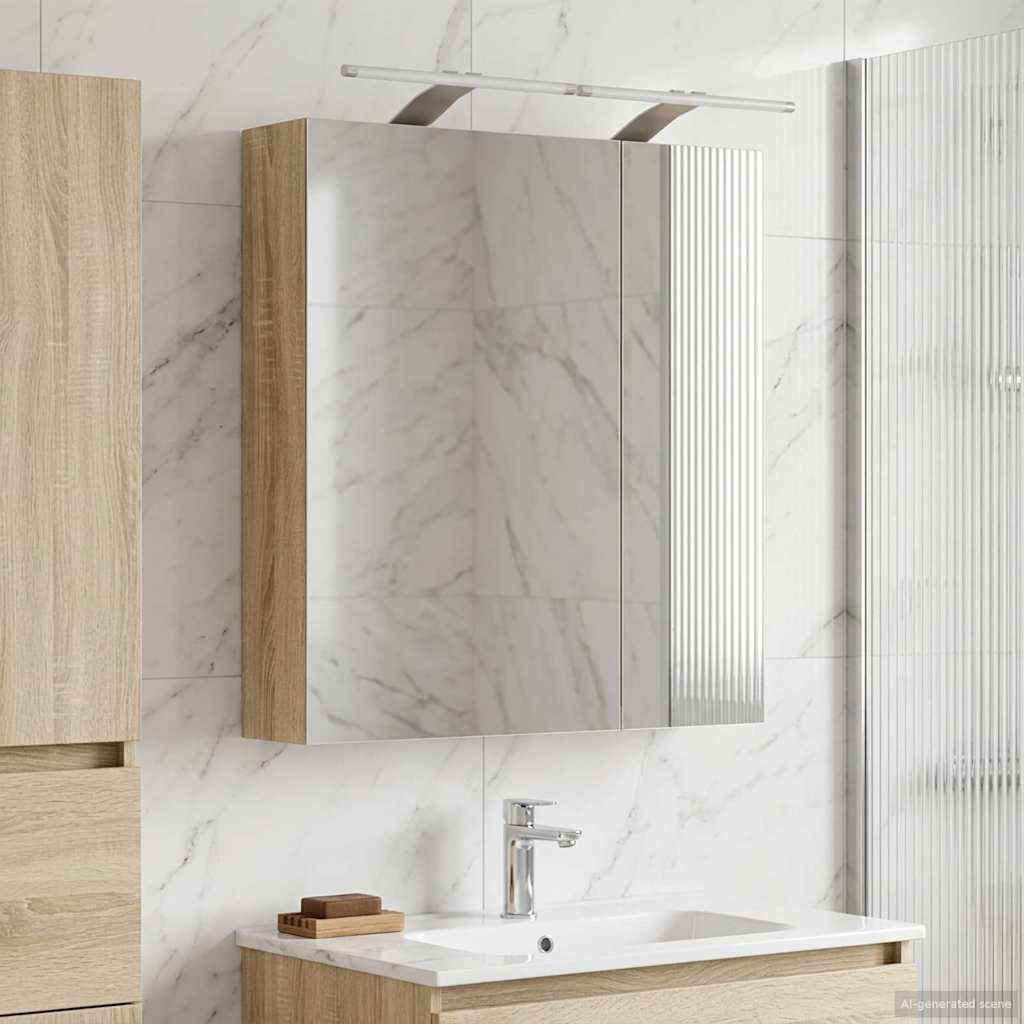 Bathroom Mirror Cabinet Sonoma Oak 60 x 14.5 x 70 cm
