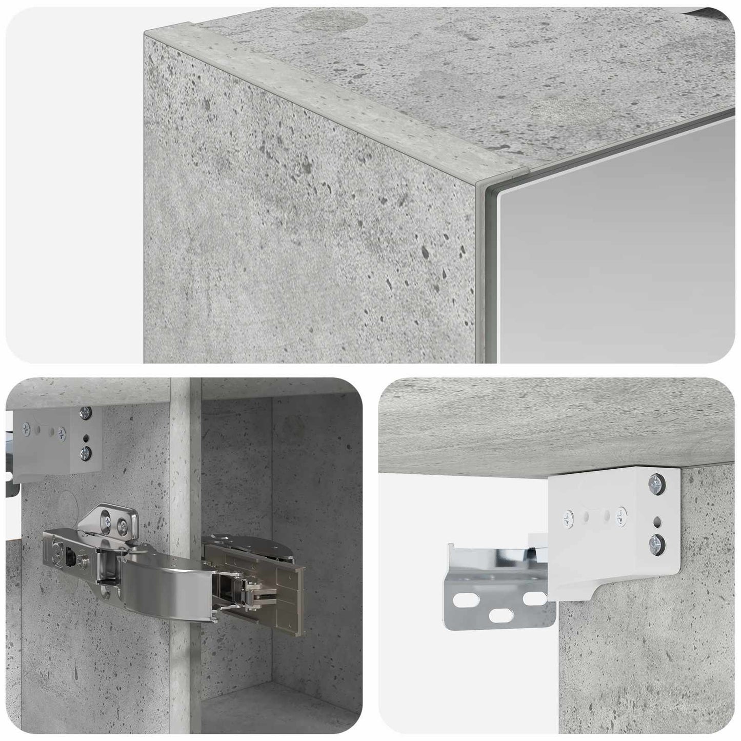 Bathroom Mirror Cabinet Concrete Grey 60 x 14.5 x 70 cm
