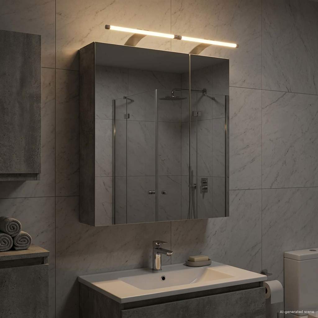 Bathroom Mirror Cabinet Concrete Grey 60 x 14.5 x 70 cm