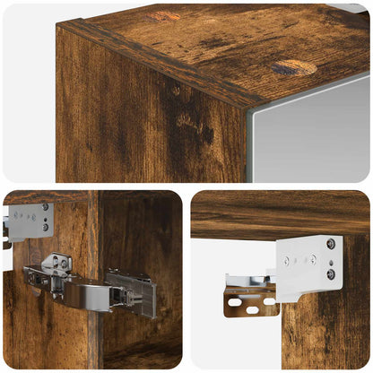 Bathroom Mirror Cabinet Smoked Oak 60 x 14.5 x 70 cm