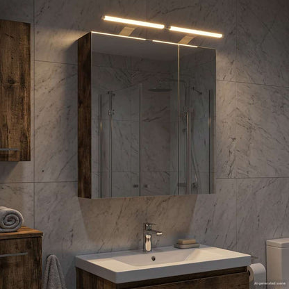 Bathroom Mirror Cabinet Smoked Oak 60 x 14.5 x 70 cm