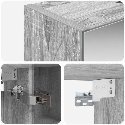 Bathroom Mirror Cabinet Grey Sonoma 60 x 14.5 x 70 cm