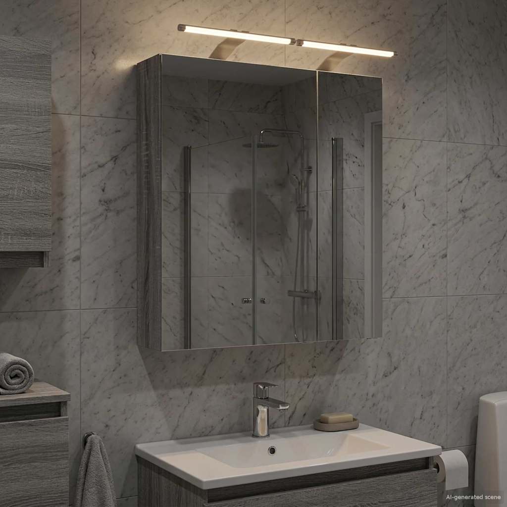 Bathroom Mirror Cabinet Grey Sonoma 60 x 14.5 x 70 cm