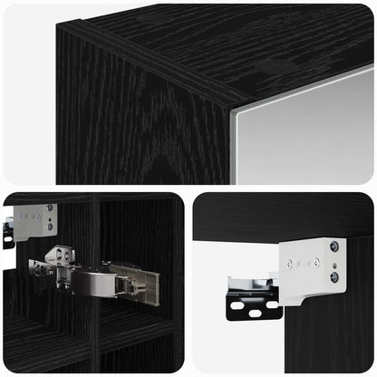 Bathroom Mirror Cabinet Black Oak 60 x 14.5 x 50 cm