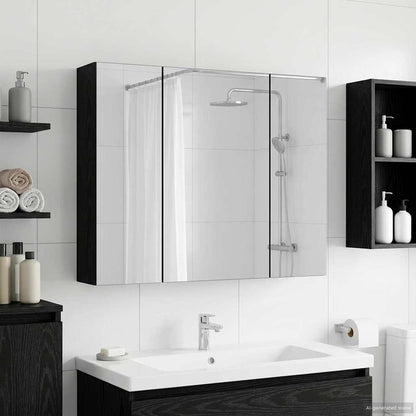 Bathroom Mirror Cabinet Black Oak 60 x 14.5 x 50 cm