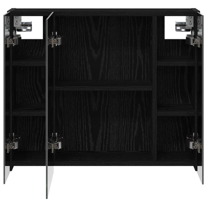 Bathroom Mirror Cabinet Black Oak 60 x 14.5 x 50 cm