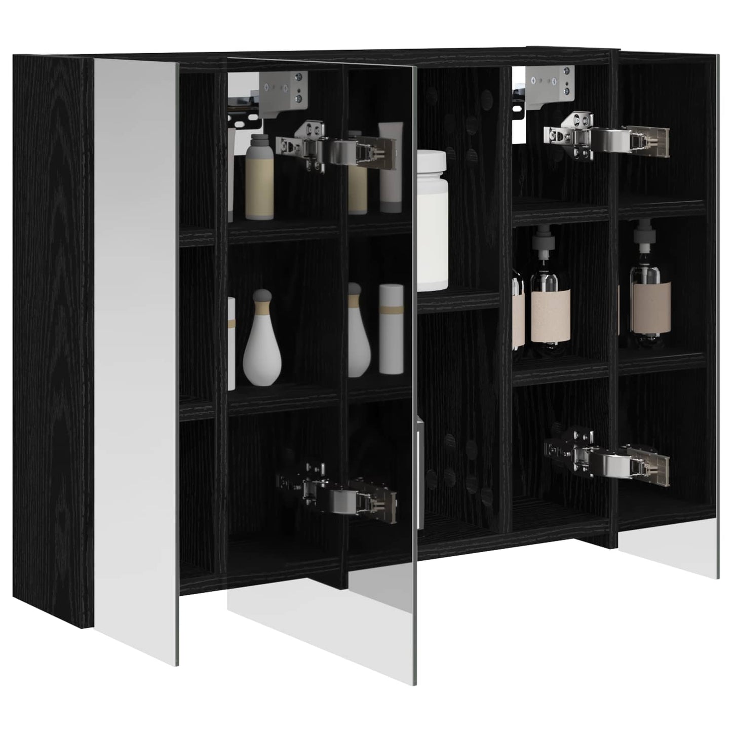 Bathroom Mirror Cabinet Black Oak 60 x 14.5 x 50 cm