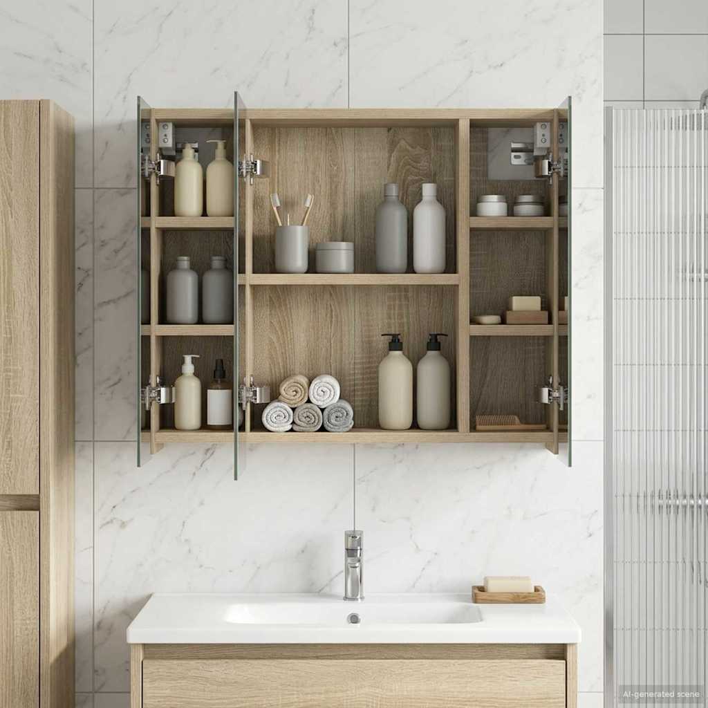 Bathroom Mirror Cabinet Sonoma Oak 60 x 14.5 x 50 cm