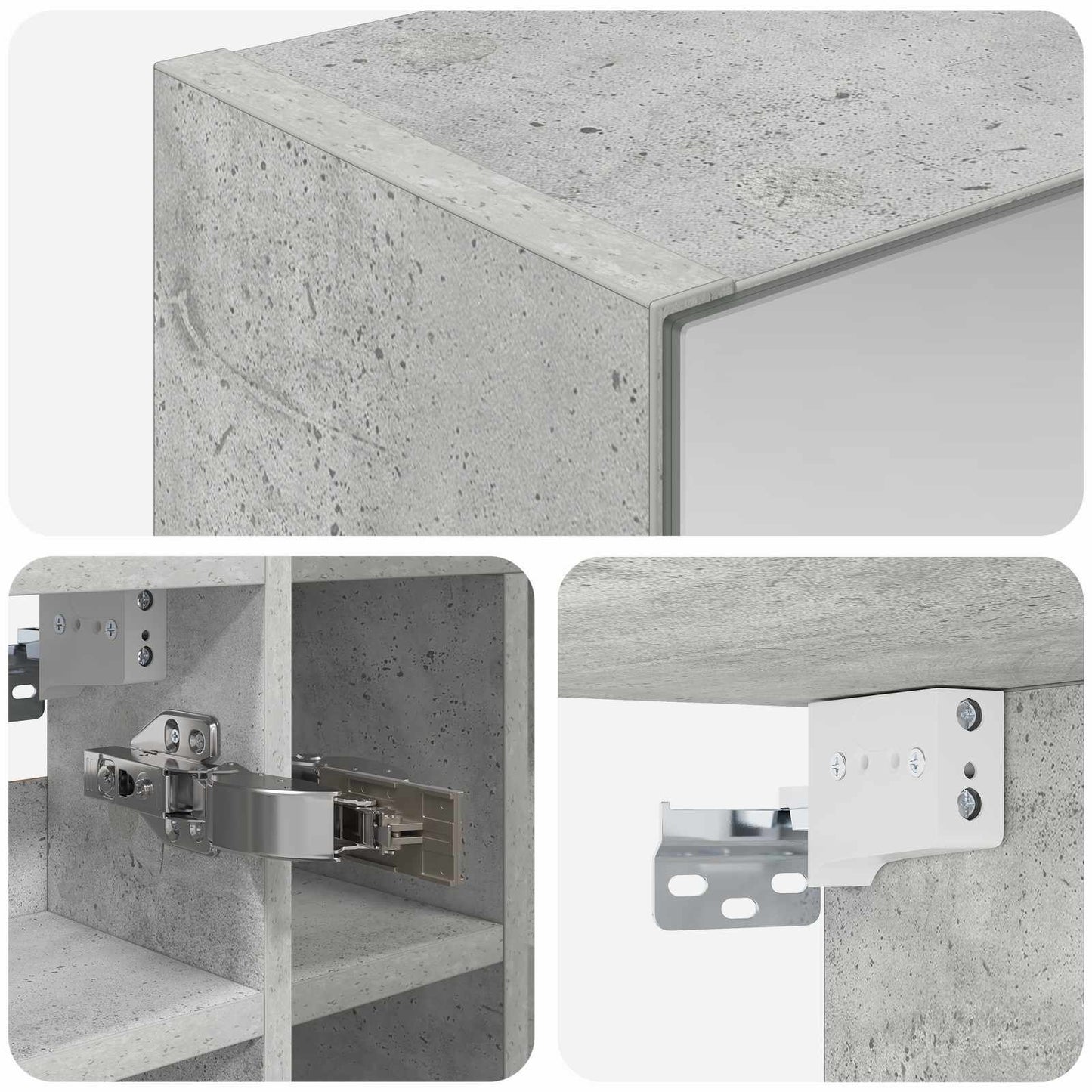 Bathroom Mirror Cabinet Concrete Grey 60 x 14.5 x 50 cm