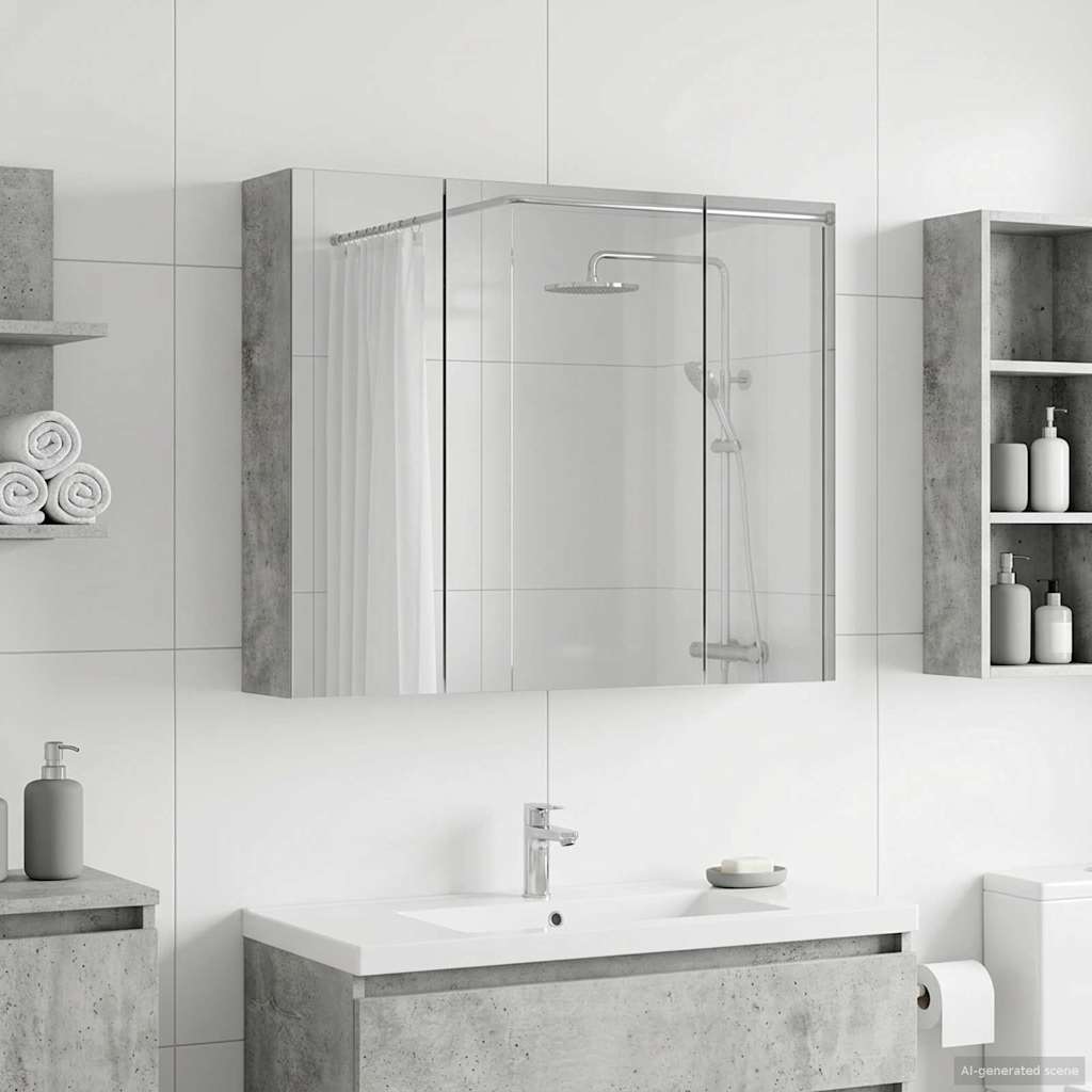 Bathroom Mirror Cabinet Concrete Grey 60 x 14.5 x 50 cm