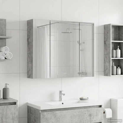 Bathroom Mirror Cabinet Concrete Grey 60 x 14.5 x 50 cm