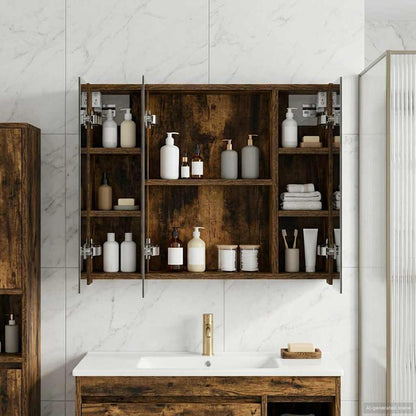 Bathroom Mirror Cabinet Smoked Oak 60 x 14.5 x 50 cm