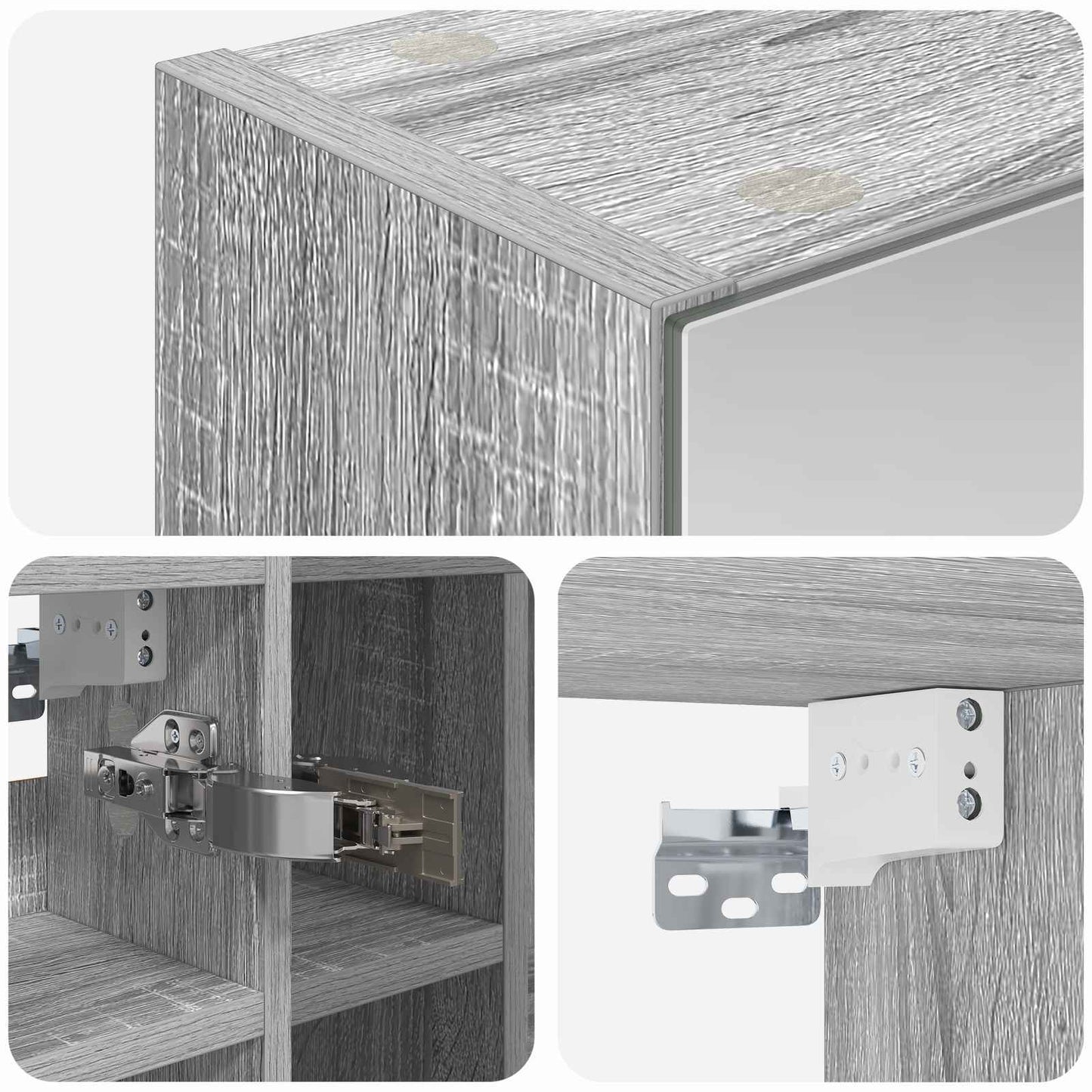 Bathroom Mirror Cabinet Grey Sonoma 60 x 14.5 x 50 cm