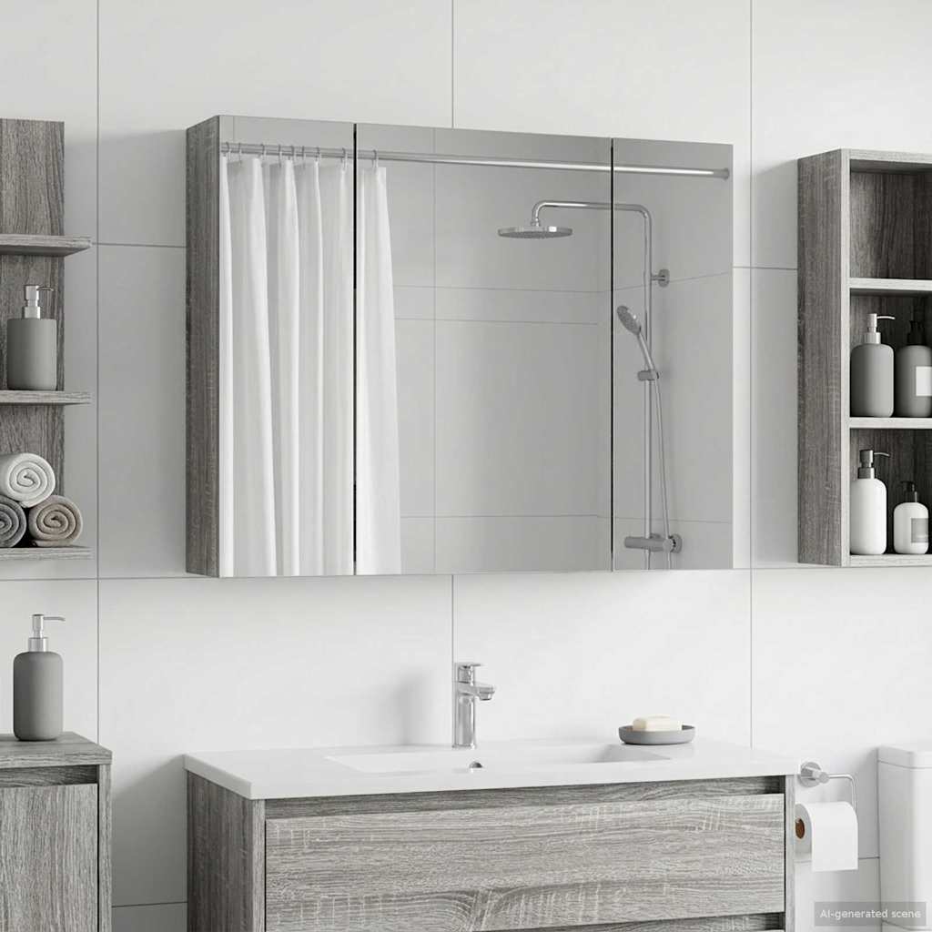 Bathroom Mirror Cabinet Grey Sonoma 60 x 14.5 x 50 cm