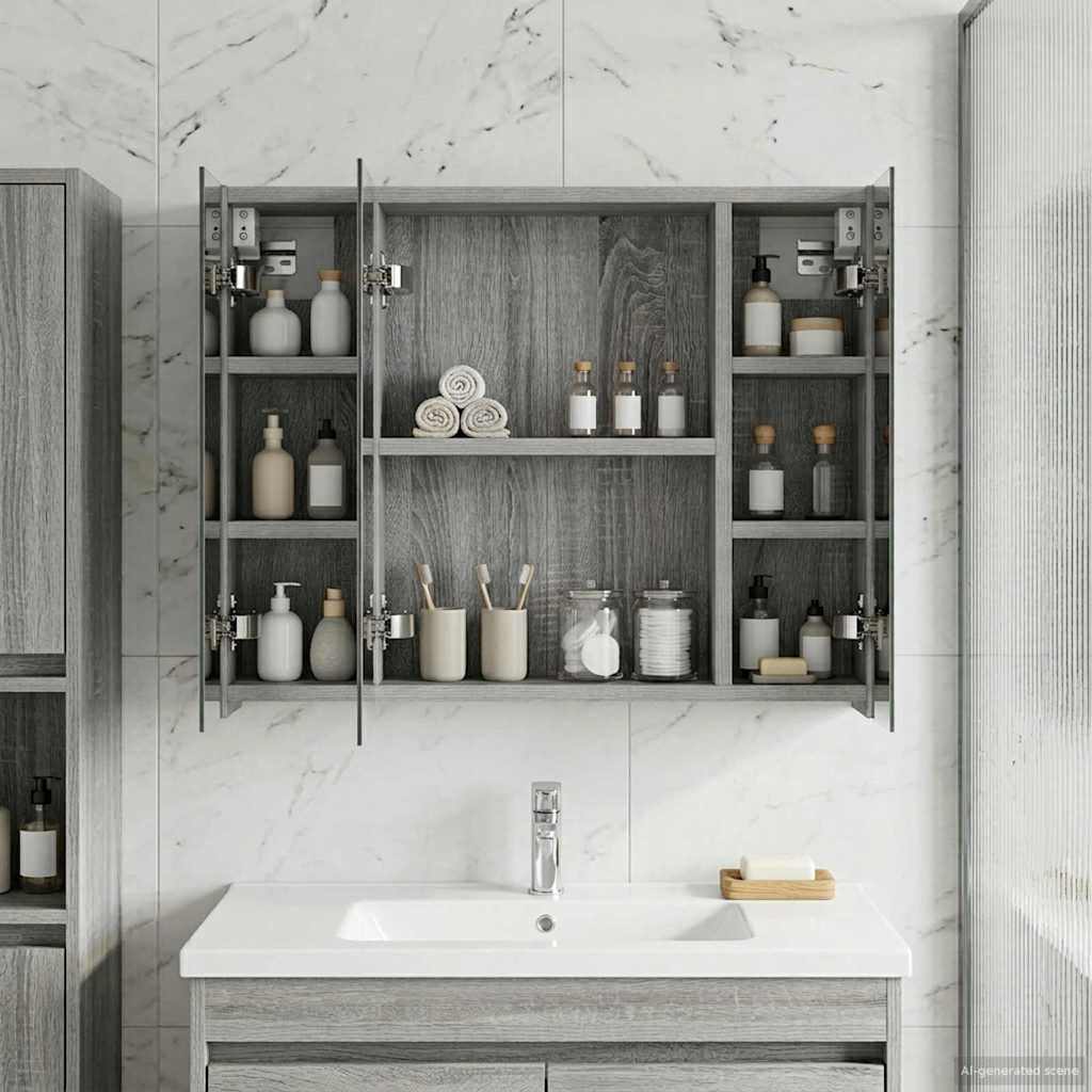 Bathroom Mirror Cabinet Grey Sonoma 60 x 14.5 x 50 cm