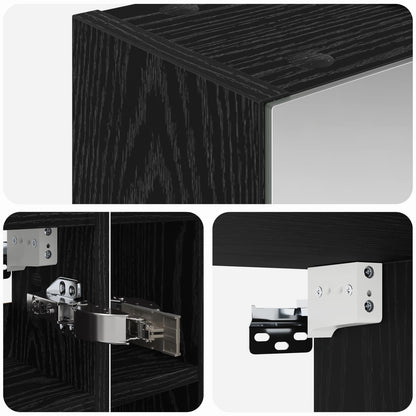 Bathroom Mirror Cabinet Black Oak 60 x 14.5 x 50 cm