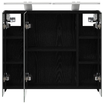 Bathroom Mirror Cabinet Black Oak 60 x 14.5 x 50 cm