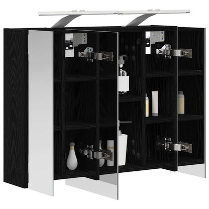 Bathroom Mirror Cabinet Black Oak 60 x 14.5 x 50 cm