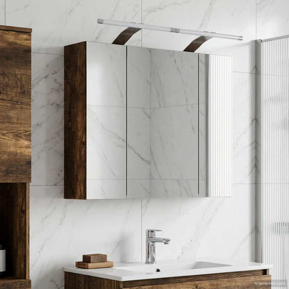 Bathroom Mirror Cabinet Smoked Oak 60 x 14.5 x 50 cm