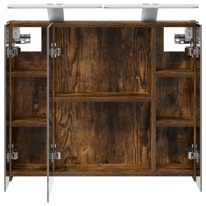 Bathroom Mirror Cabinet Smoked Oak 60 x 14.5 x 50 cm