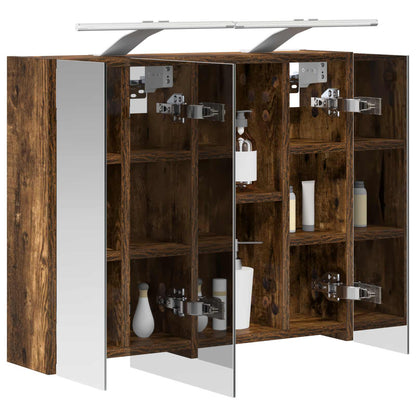 Bathroom Mirror Cabinet Smoked Oak 60 x 14.5 x 50 cm