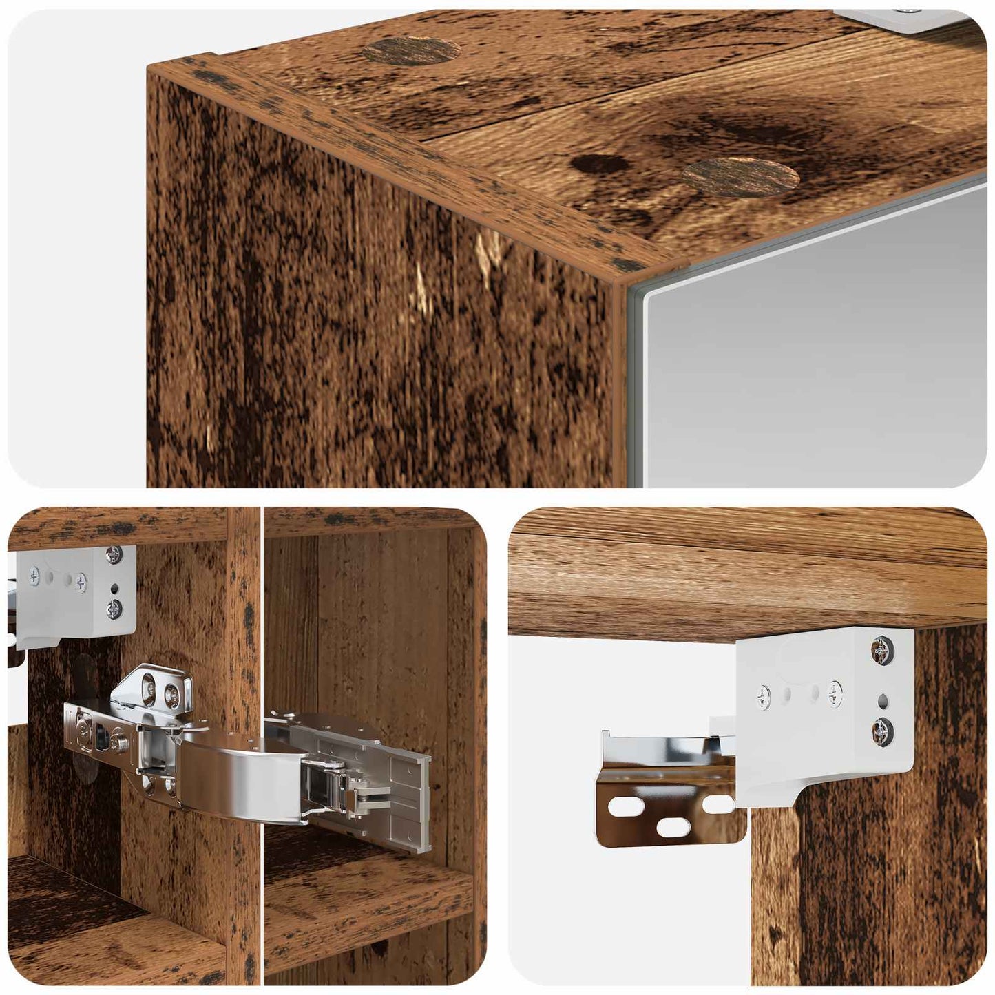Bathroom Mirror Cabinet Old Wood 60 x 14.5 x 50 cm