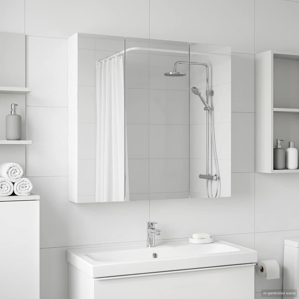 Bathroom Mirror Cabinet White 70 x 14.5 x 70 cm Engineered wood