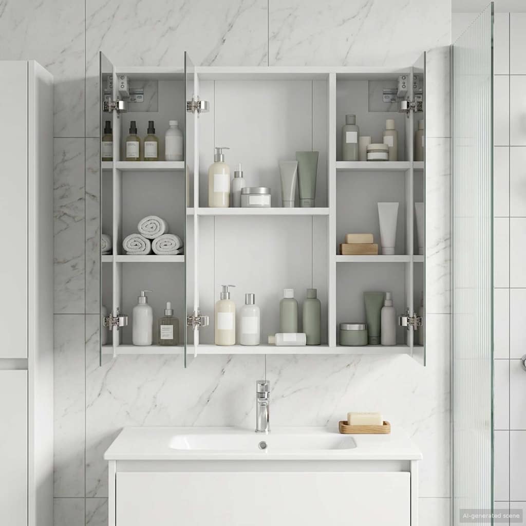 Bathroom Mirror Cabinet White 70 x 14.5 x 70 cm Engineered wood
