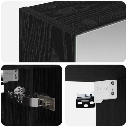 Bathroom Mirror Cabinet Black Oak 70 x 14.5 x 70 cm