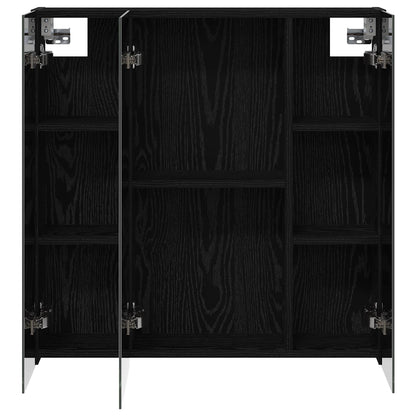 Bathroom Mirror Cabinet Black Oak 70 x 14.5 x 70 cm
