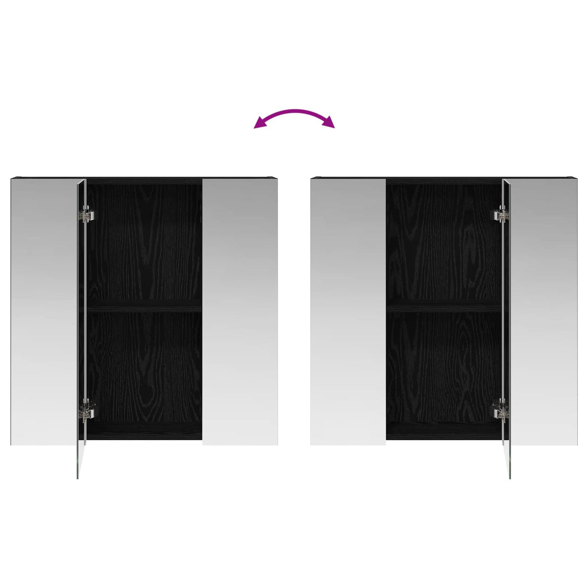 Bathroom Mirror Cabinet Black Oak 70 x 14.5 x 70 cm