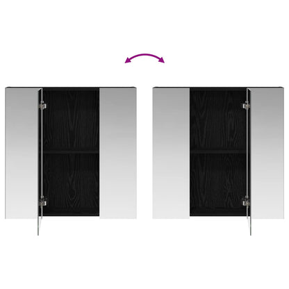 Bathroom Mirror Cabinet Black Oak 70 x 14.5 x 70 cm